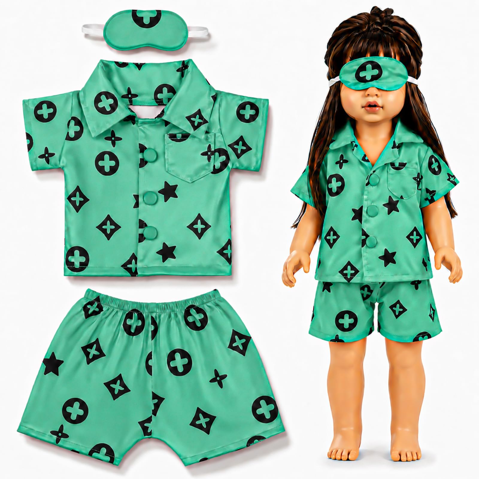 18 Inch Doll Clothes, 3-Piece Pajamas for 18-2